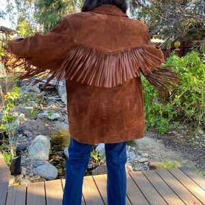Leather suede fringe jacket